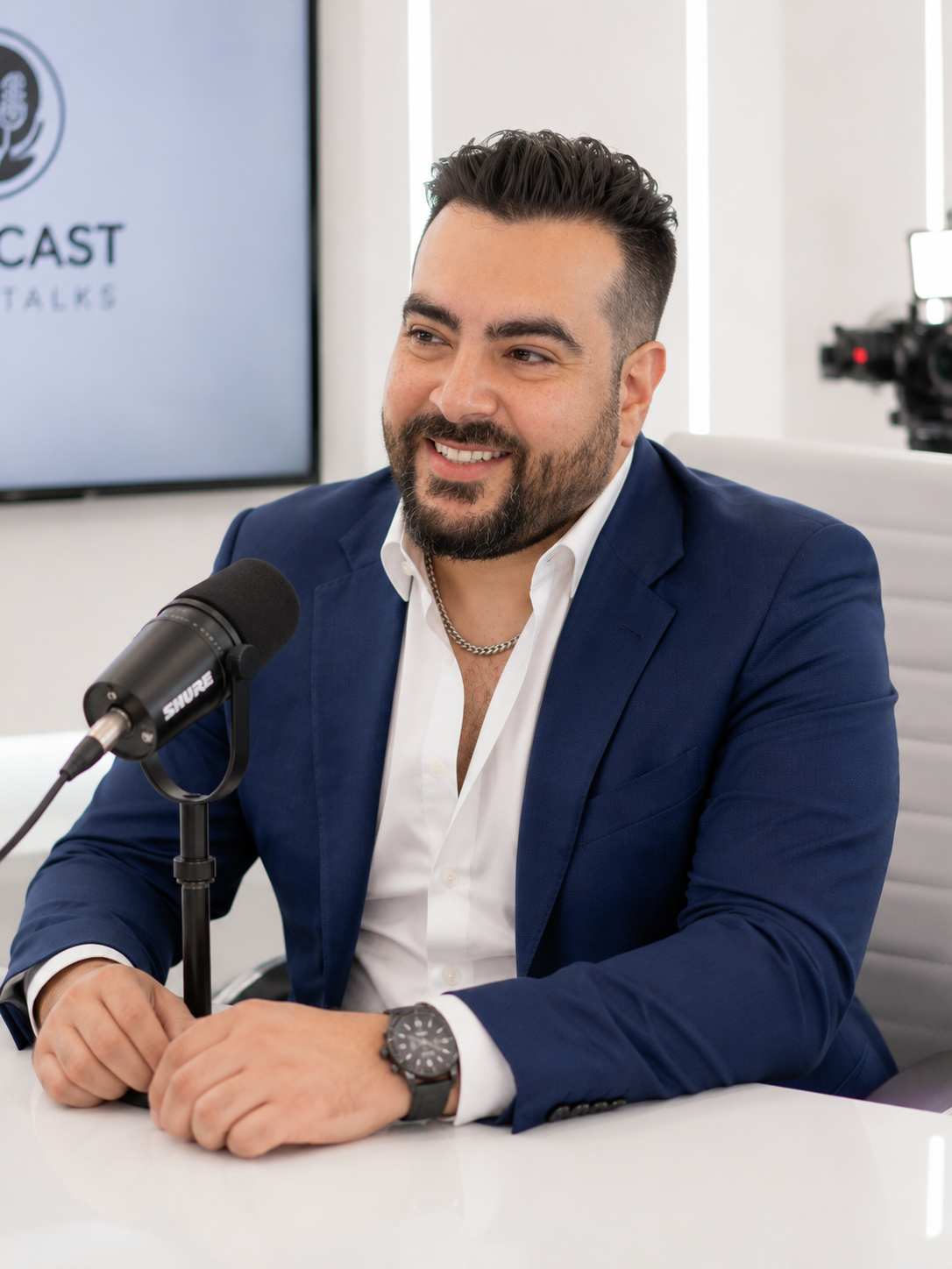 Sam Radwan, founder of STATUS Growth Systems, speaking during a podcast recording.